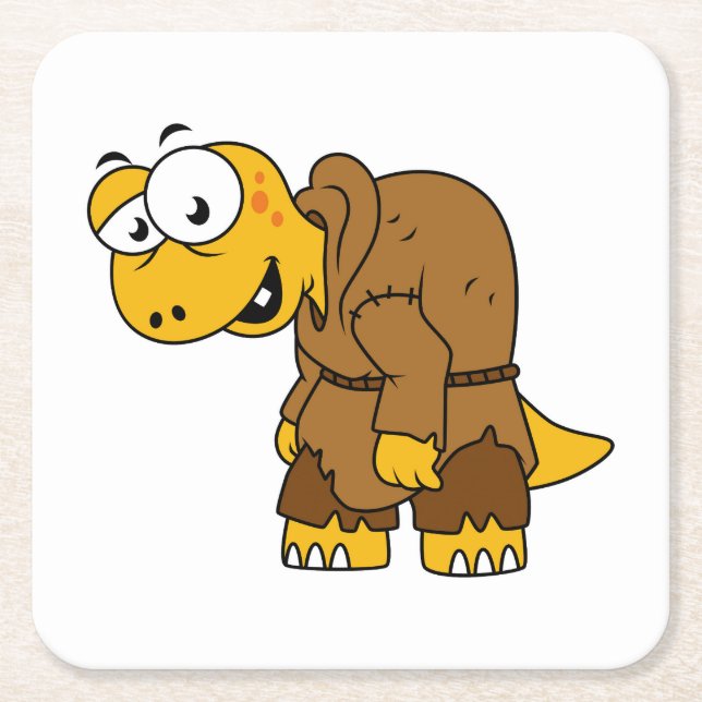 A Cartoon Dinosaur Hunchback. Square Paper Coaster (Front)