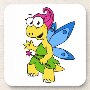 A Cartoon Fairysaur Dinosaur. Coaster