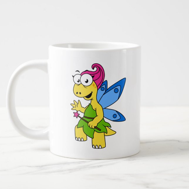 A Cartoon Fairysaur Dinosaur. Large Coffee Mug (Left)