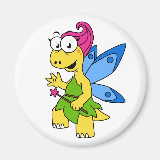 A Cartoon Fairysaur Dinosaur. Magnet (Front)