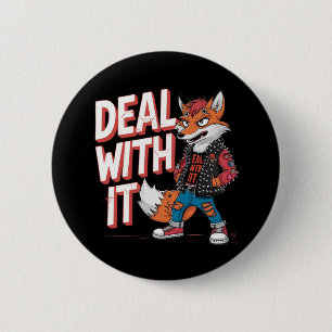 A cartoon fox in a Harajuku punk style 6 Cm Round Badge