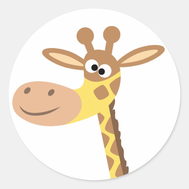 A cartoon giraffe round sticker (Front)