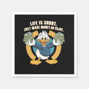  A cartoon happy character duck holding bundles(3) Napkin