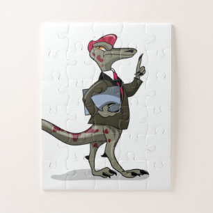 A Cartoon Iguanodon Clerk. Jigsaw Puzzle