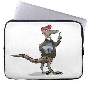 A Cartoon Iguanodon Clerk. Laptop Sleeve