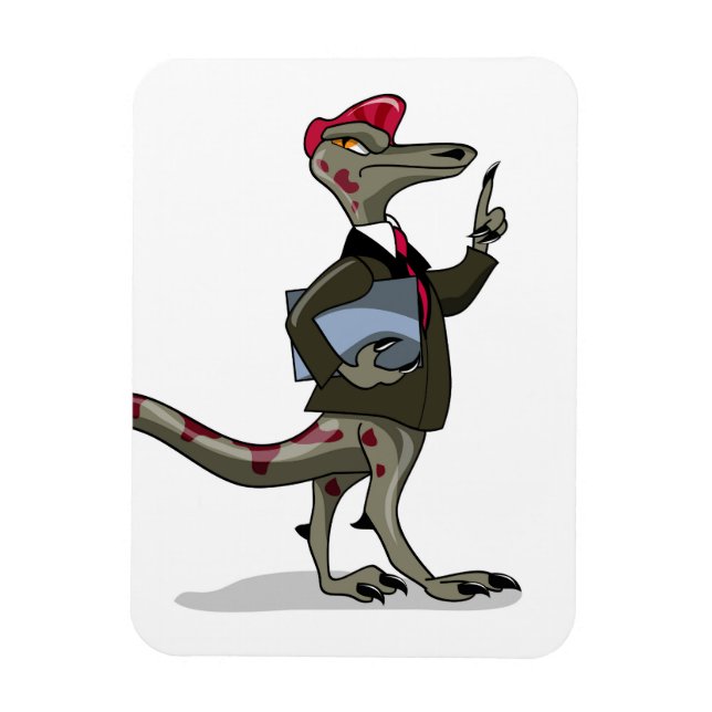 A Cartoon Iguanodon Clerk. Magnet (Vertical)