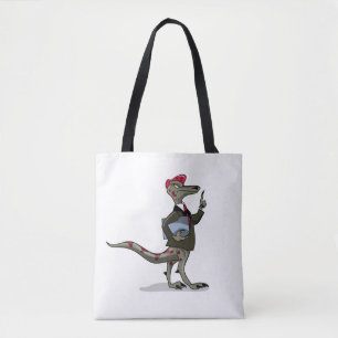A Cartoon Iguanodon Clerk. Tote Bag