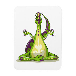 A Cartoon Iguanodon Dinosaur Doing Yoga. Magnet