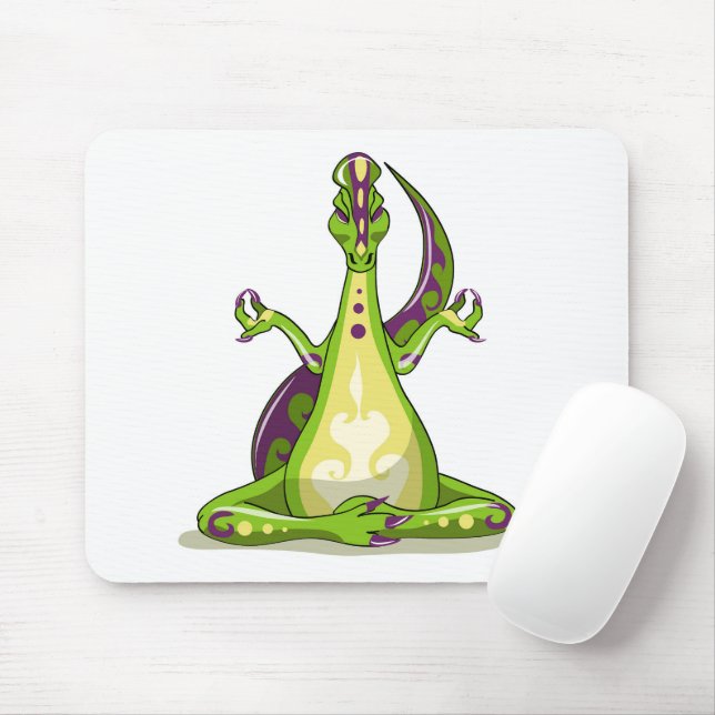 A Cartoon Iguanodon Dinosaur Doing Yoga. Mouse Pad (With Mouse)