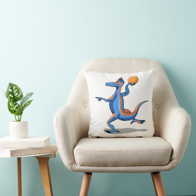 A Cartoon Iguanodon Playing Basketball. Cushion (Chair)
