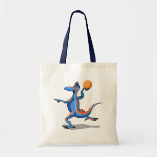 A Cartoon Iguanodon Playing Basketball. Tote Bag