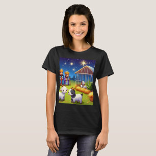 a cartoon illustration of a nativity scene with T-Shirt