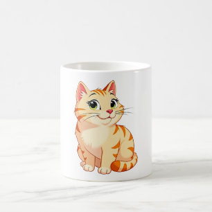 a cartoon orange tabby cat coffee mug