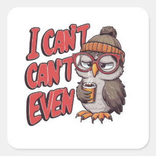 A cartoon owl with a beanie and large glasses square sticker
