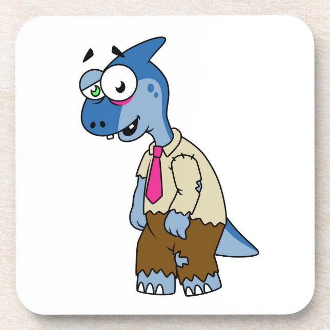 A Cartoon Parasaurolophus Dressed Up As A Zombie. Coaster (Front)