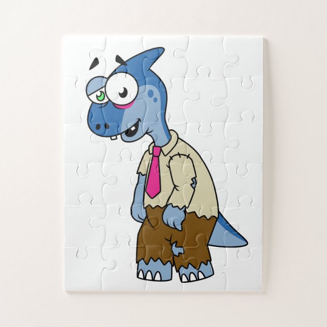 A Cartoon Parasaurolophus Dressed Up As A Zombie. Jigsaw Puzzle (Vertical)