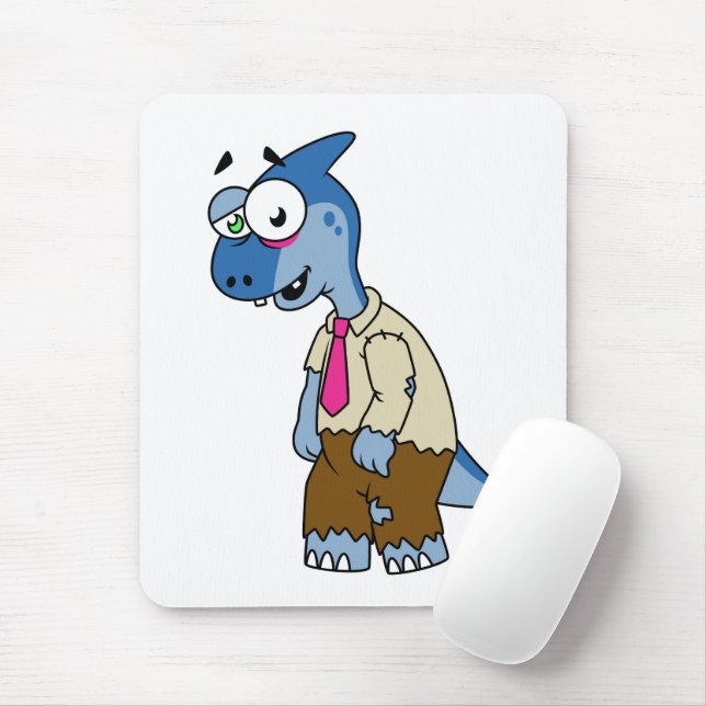 A Cartoon Parasaurolophus Dressed Up As A Zombie. Mouse Pad (With Mouse)