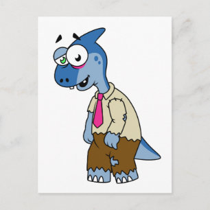 A Cartoon Parasaurolophus Dressed Up As A Zombie. Postcard