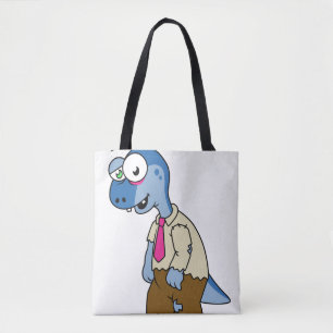 A Cartoon Parasaurolophus Dressed Up As A Zombie. Tote Bag