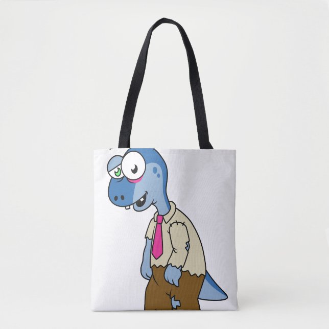 A Cartoon Parasaurolophus Dressed Up As A Zombie. Tote Bag (Front)
