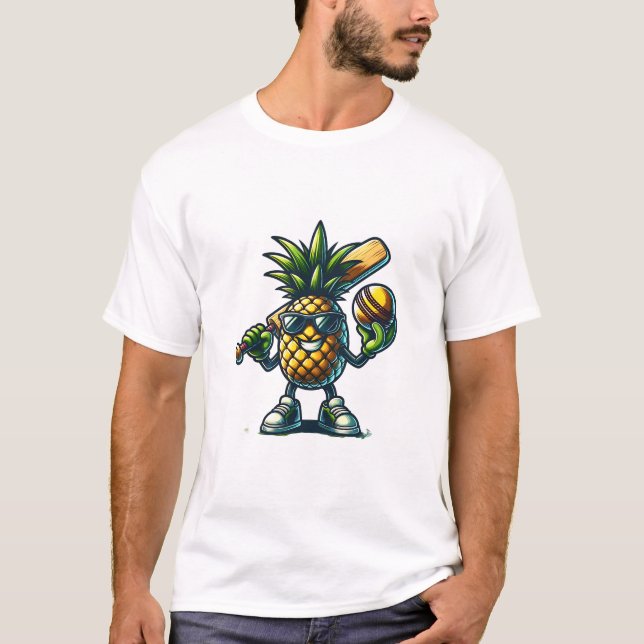 A cartoon pineapple playing character T-Shirt (Front)