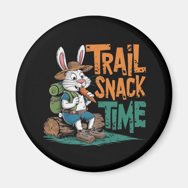 A cartoon rabbit in hiking gear magnet (Front)