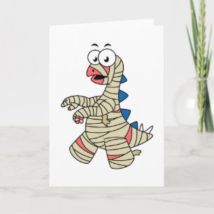A Cartoon Stegosaurus Dressed Up As A Mummy. Card