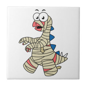 A Cartoon Stegosaurus Dressed Up As A Mummy. Ceramic Tile