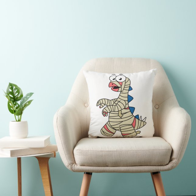 A Cartoon Stegosaurus Dressed Up As A Mummy. Cushion (Chair)
