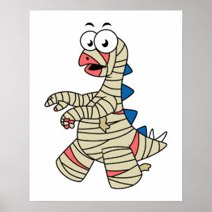 A Cartoon Stegosaurus Dressed Up As A Mummy. Poster