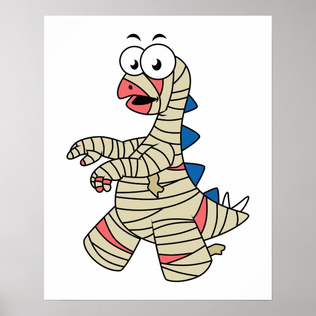 A Cartoon Stegosaurus Dressed Up As A Mummy. Poster (Front)