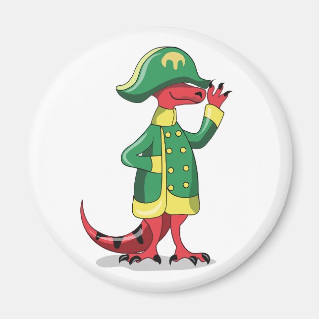 A Cartoon Tyrannosaur Rex Dressed As Napoleon. Magnet (Front)