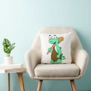 A Cartoon Tyrannosaurus Rex Caveman. Cushion