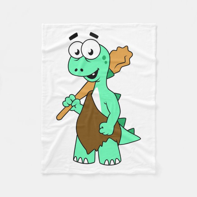 A Cartoon Tyrannosaurus Rex Caveman. Fleece Blanket (Front)