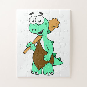 A Cartoon Tyrannosaurus Rex Caveman. Jigsaw Puzzle