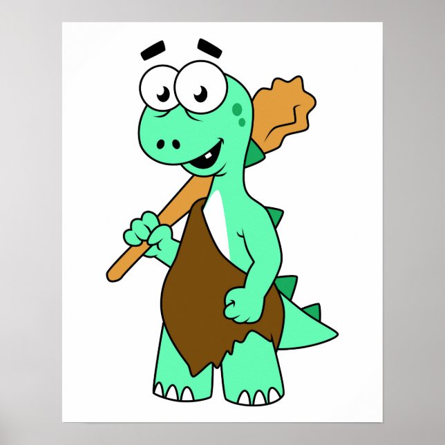A Cartoon Tyrannosaurus Rex Caveman. Poster (Front)
