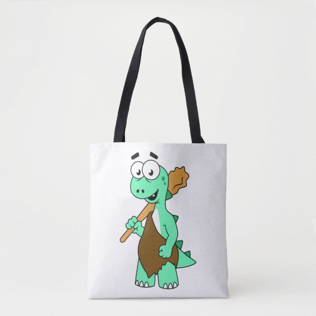 A Cartoon Tyrannosaurus Rex Caveman. Tote Bag (Front)