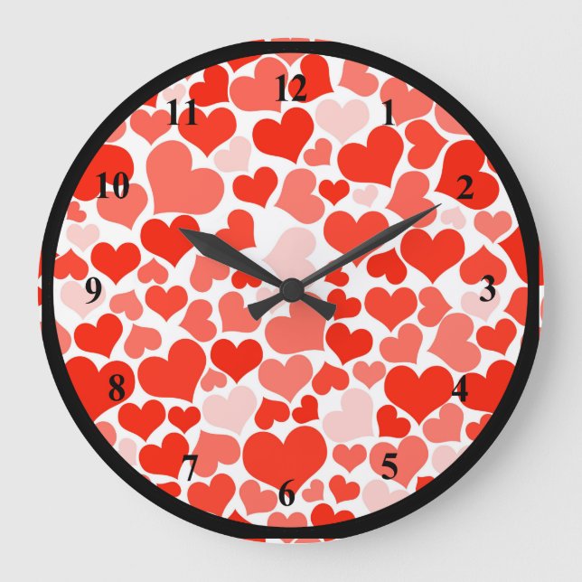 A Cascade of Love -  Hearts Pattern Large Clock (Front)