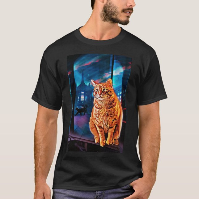 A cat and a silhouette T-Shirt (Front)