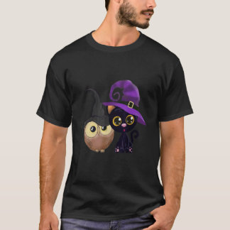 a cat and an owl cute for men and woman and kids T-Shirt