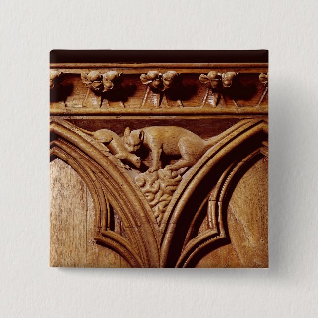 A cat and mouse, from a choir stall 15 cm square badge (Front)
