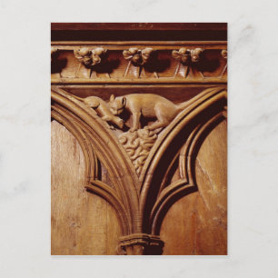 A cat and mouse, from a choir stall postcard