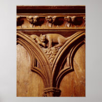 A cat and mouse, from a choir stall