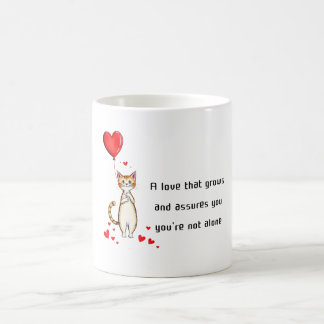 A Cat Holding a Heart Balloon Coffee Mug