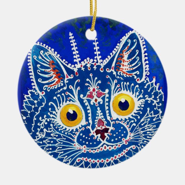 A cat in gothic style by Louis Wain  Ceramic Ornament (Front)