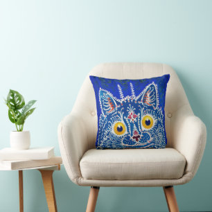 A cat in gothic style by Louis Wain Cushion