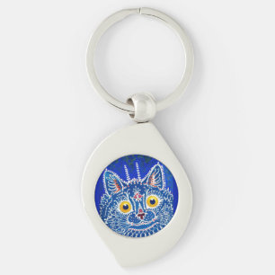 A cat in gothic style by Louis Wain Key Ring