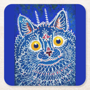 A cat in gothic style by Louis Wain Square Paper Coaster