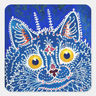A cat in gothic style by Louis Wain Square Sticker