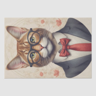 A Cat in Spectacles Decoupage Paper